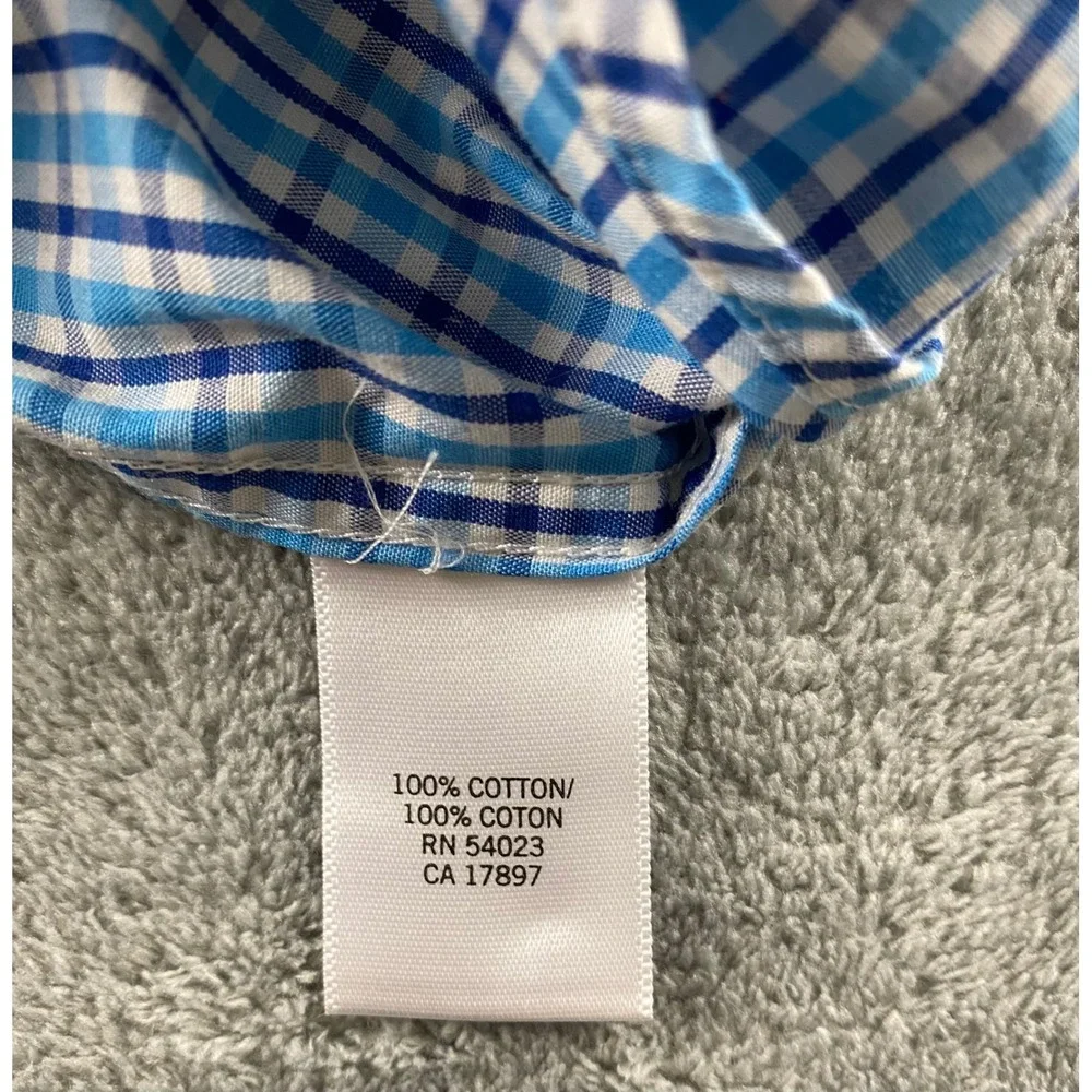 Banana Republic Mens Blue Check Non Iron Classic Fit Button Down Shirt M 15-15.5